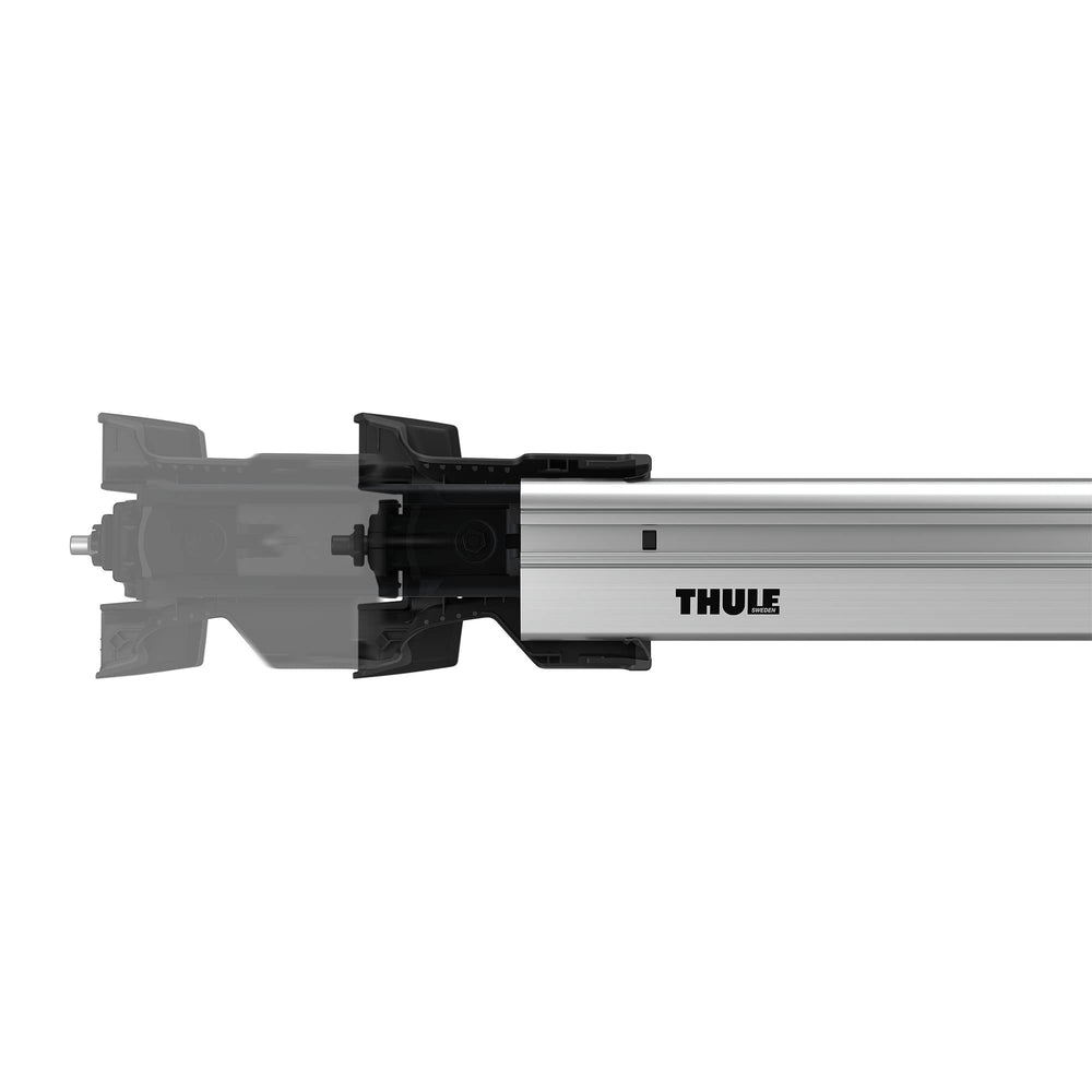 Thule WingBar Edge 113 Silver wind diffuser design reduces drag during highway cruising.