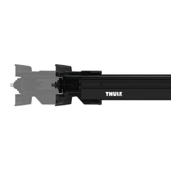 Thule Wingbar Edge 77cm black wind diffuser closeup reduces noise and drag during travel.
