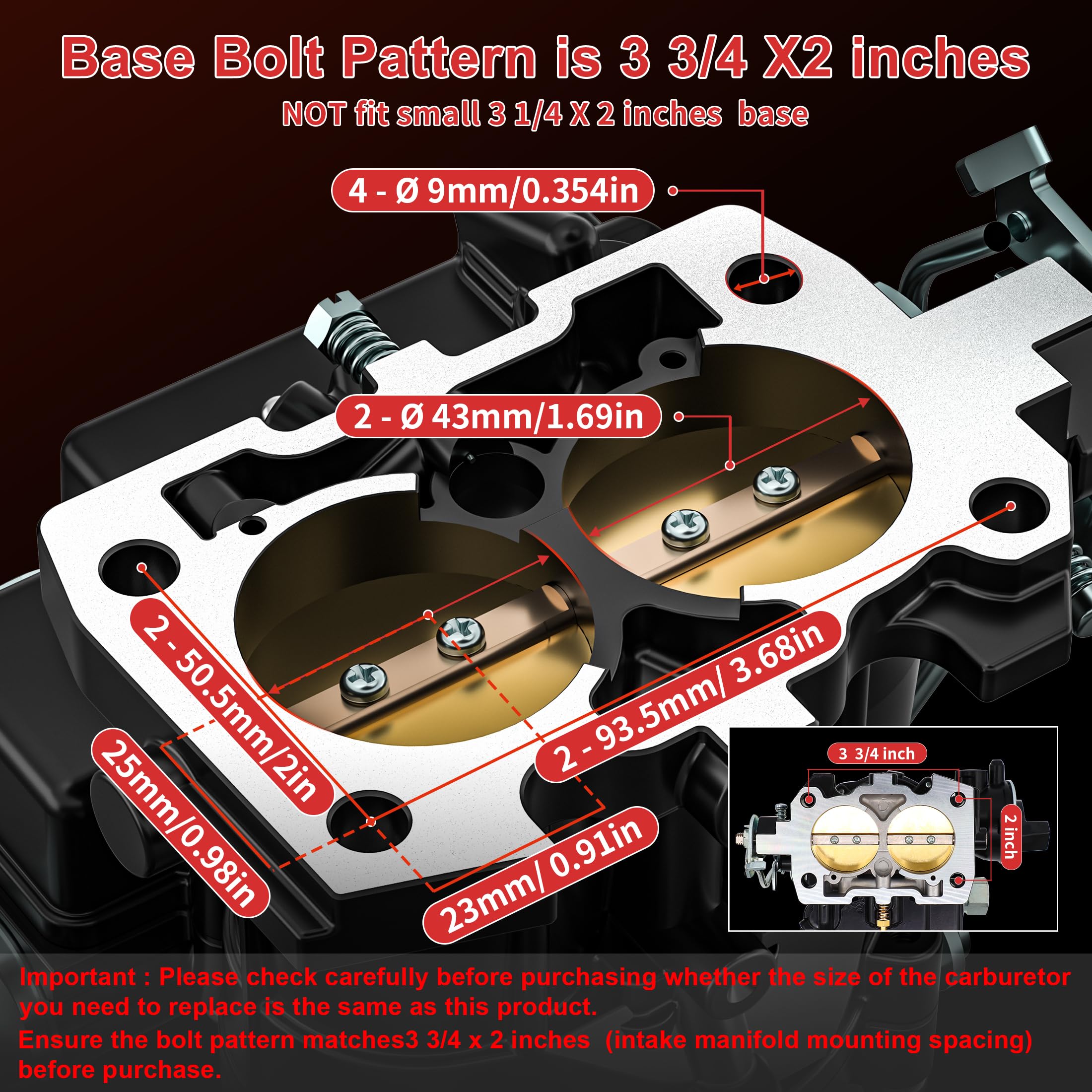 Base pattern 3 3/4 x 2 inches ensures proper fit.