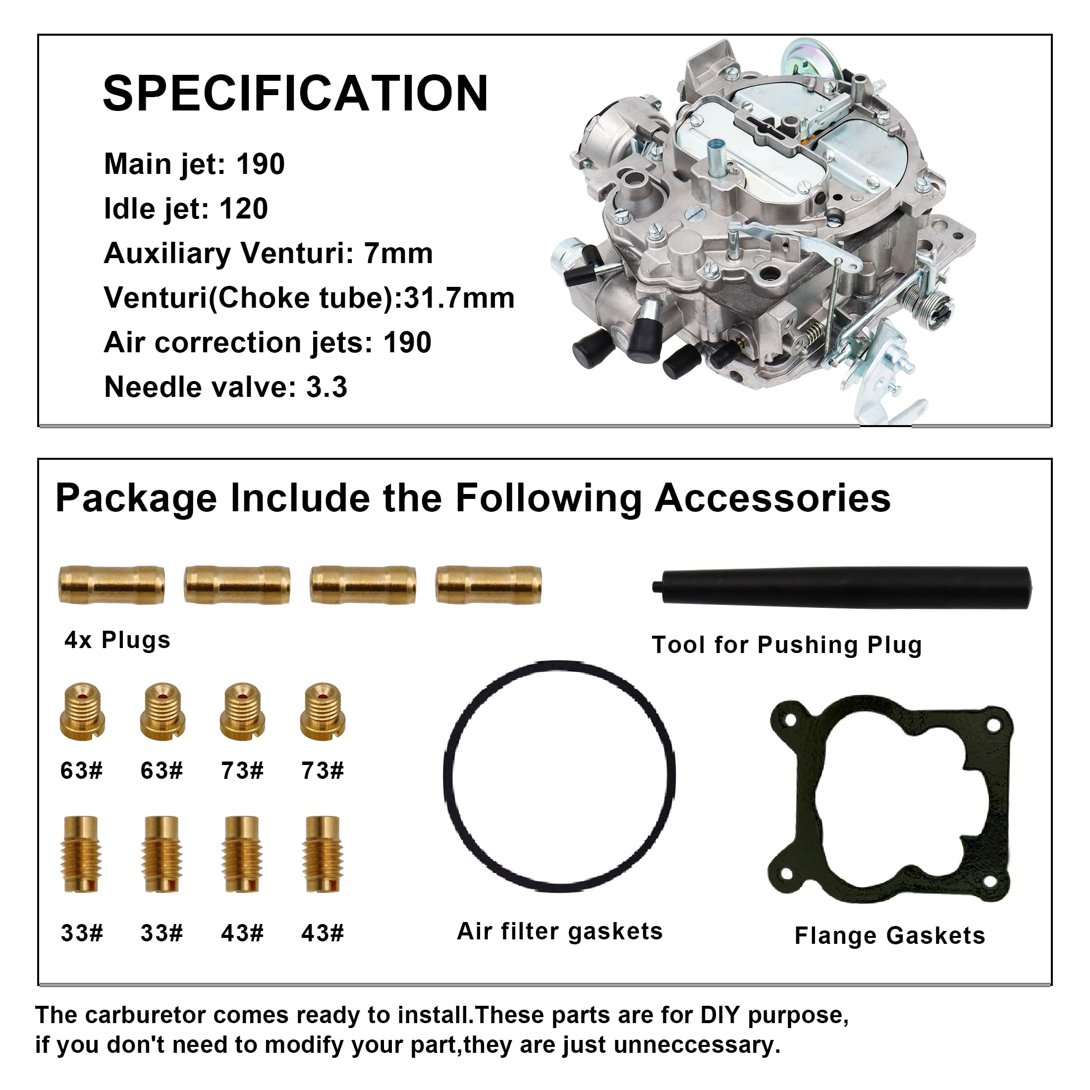 Installation readiness and online guidance for THUNDERMINGO Quadrajet carb