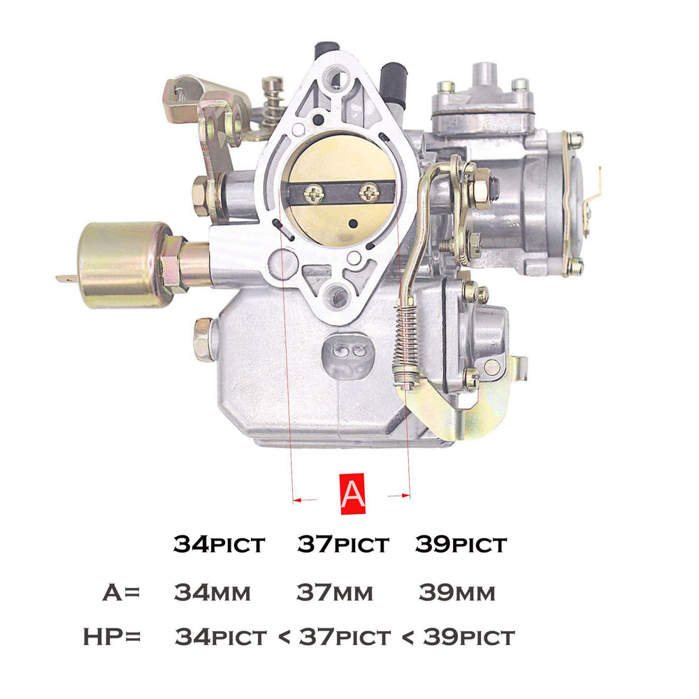 THUNDERMINGO 34 Pict-3 carburetor installation view demonstrates compatibility with 1600cc VW engines