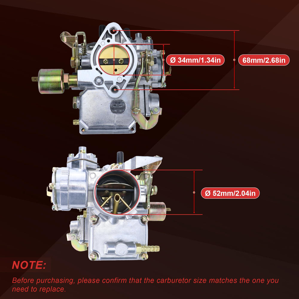 THUNDERMINGO 34 Pict-3 carburetor specs label highlights bolt pattern and venturi size