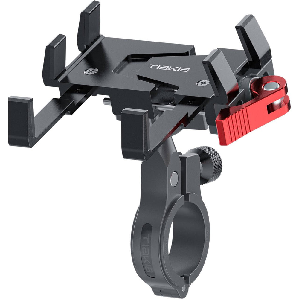 Tiakia bike phone mount with 6-claw bracket secures phones on handlebars securely.