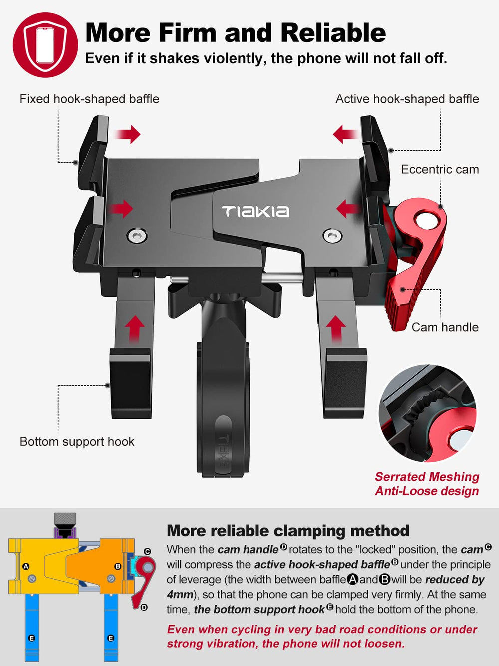 Tiakia bike phone mount silicone pads protect the screen from scratches during rides.