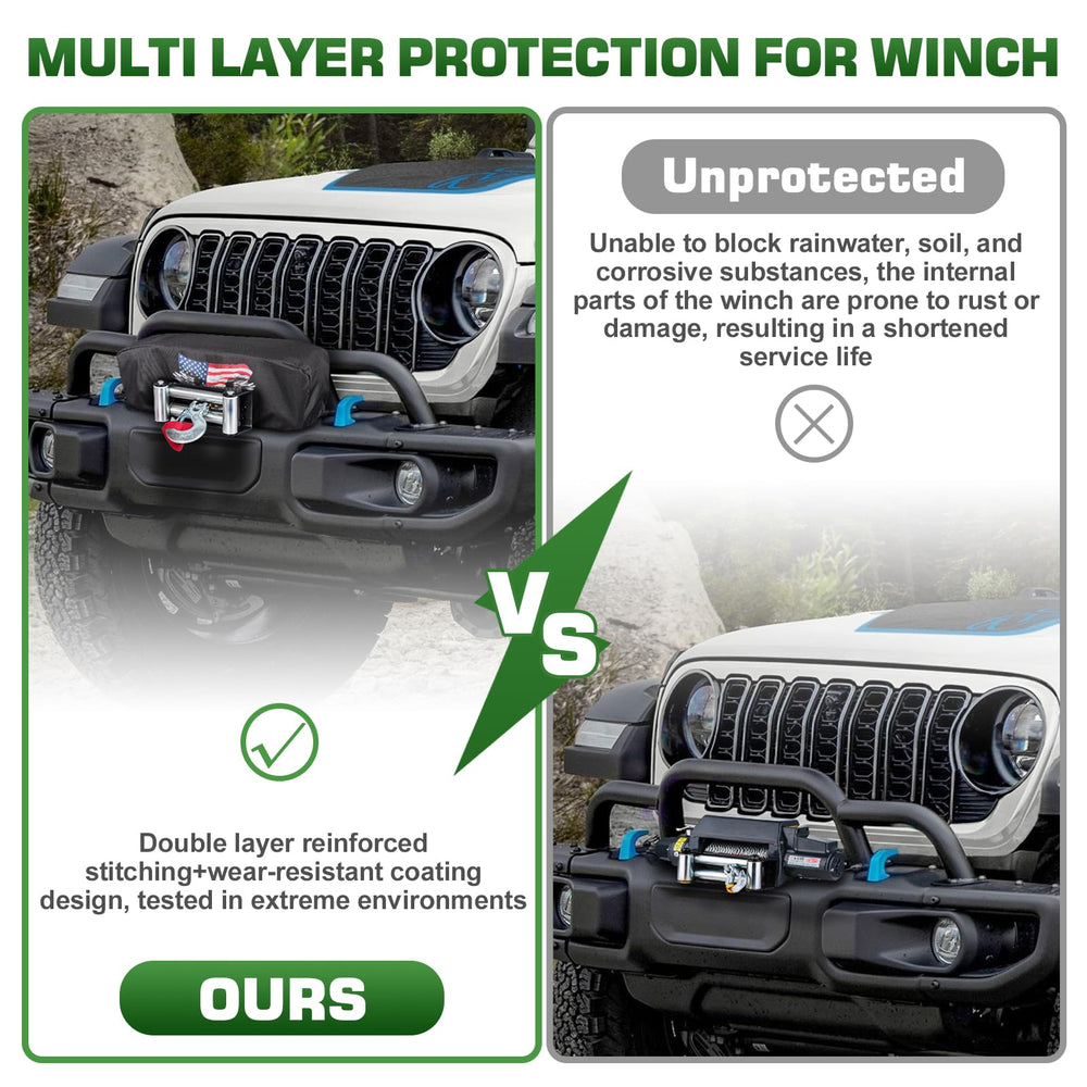 Tiannor winch cover stitching durability highlights long-lasting wear.