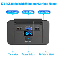 TIANWIDJEW voltmeter display shows real-time voltage during trips.