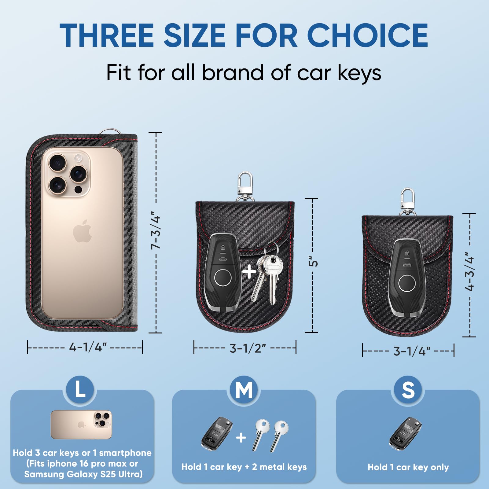 TICONN Faraday bag back pocket with signal-blocking for keys