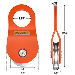 TICONN heavy-duty steel snatch block showcased for dependable recovery under strain.