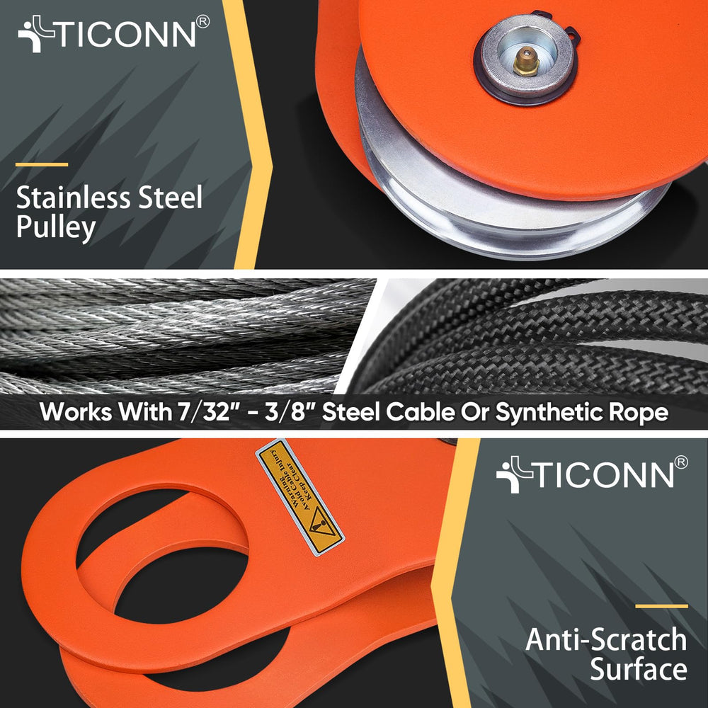 TICONN rotatable rings enable multi-angle pulls for versatile winching.