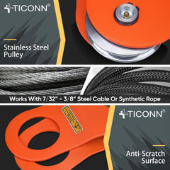 TICONN rotatable rings enable multi-angle pulls for versatile winching.
