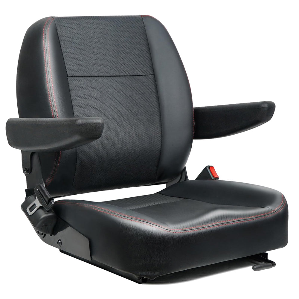 TICSEA universal forklift seat with fold-down armrest enhances operator comfort during long shifts.