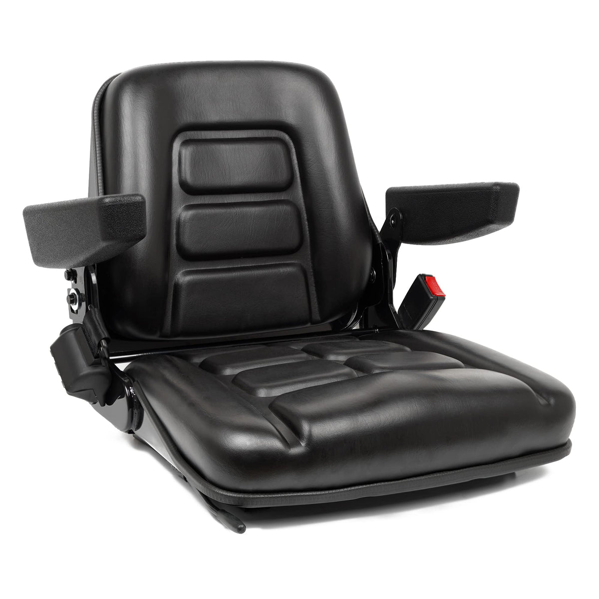 TICSEA universal forklift seat front view shows sturdy construction for heavy-duty operations