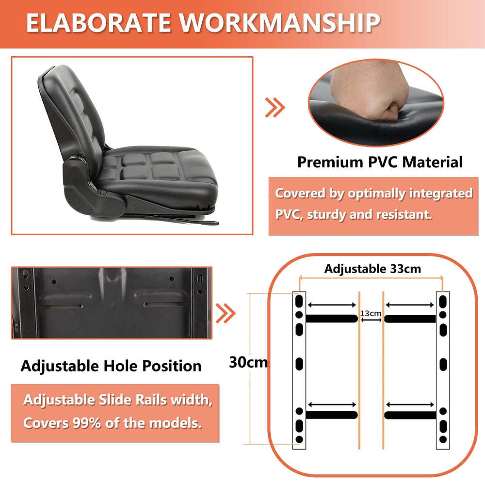 TICSEA universal forklift seat built on a strong steel plate for durability