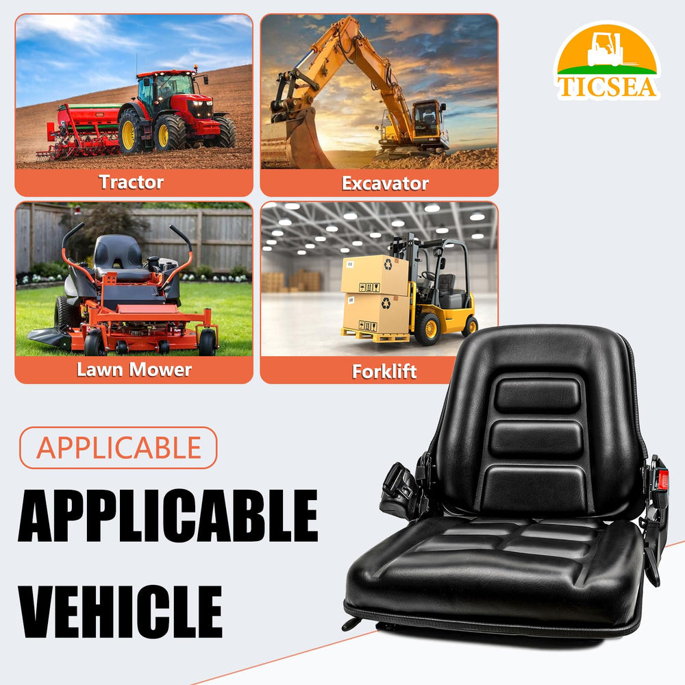 TICSEA Universal Forklift Seat heavy-duty steel frame for longevity