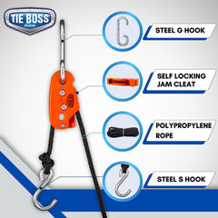 Tie Boss 15ft rope ready for outdoor tie-downs and hoisting.