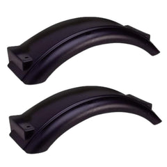 Tie Down black plastic trailer fender, side view protecting compact wheels from debris.