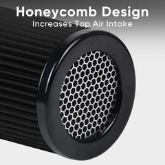 TIEVISHO cone air filter 3-5in inlet showing deep-pleat media for filtration