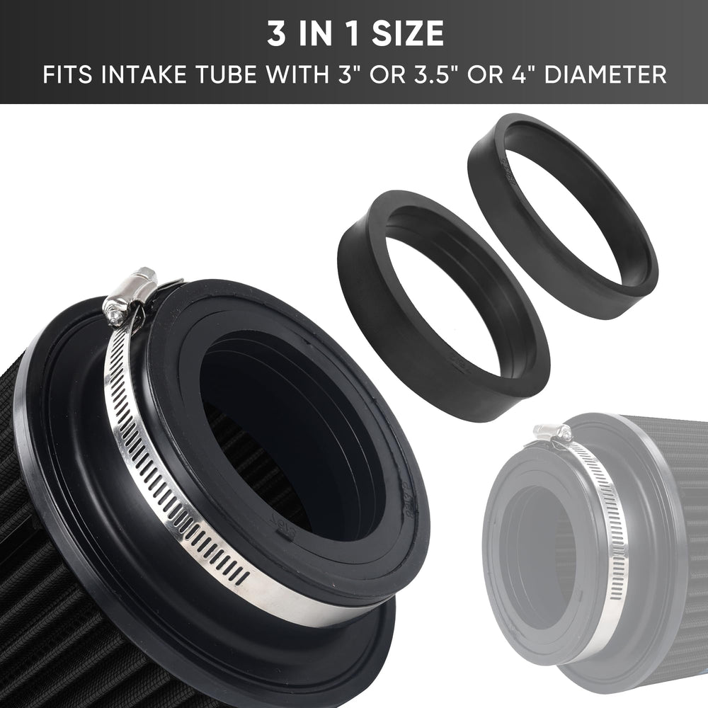TIEVISHO cone air filter 4in inlet illustrating versatile clamp-on compatibility