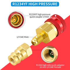 Tigbear red-cap high-pressure adapter for R134a compatibility and secure sealing.