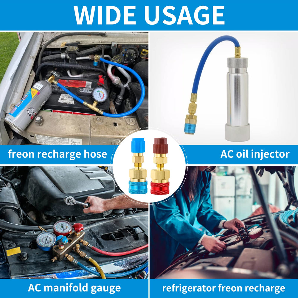 Tigbear blue-cap low-pressure adapter ensures leak-free R134a connections.