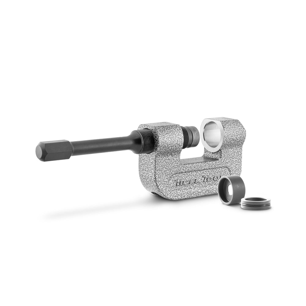 Tiger Tool 16002 in a C-frame setup for on-vehicle pin removal