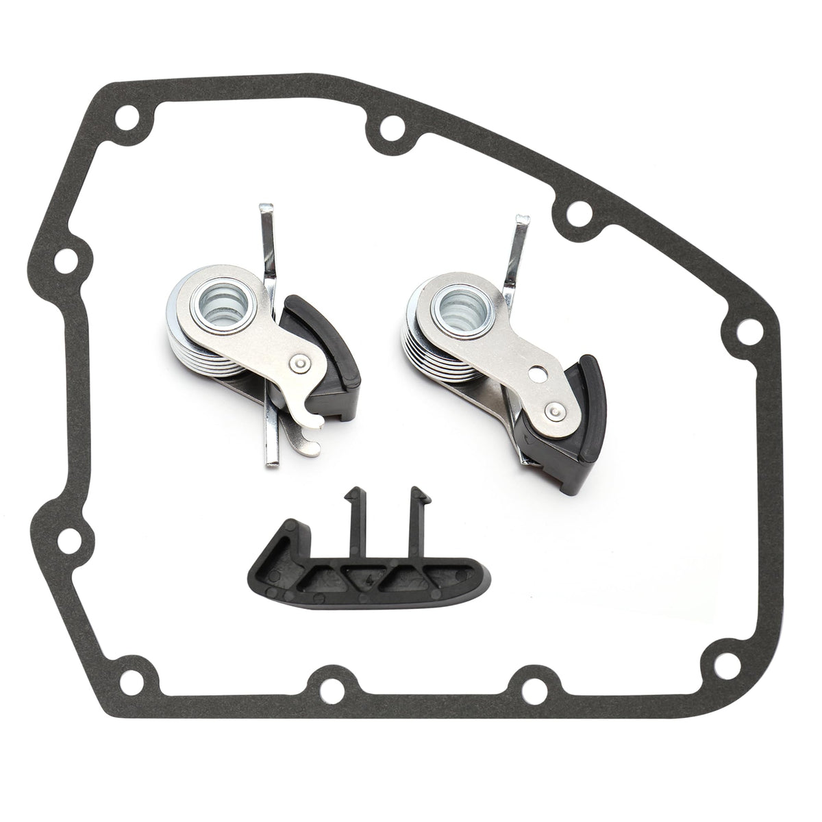 TIGERSGATE Harley Twin Cam tensioner kit components arranged for timing reliability.