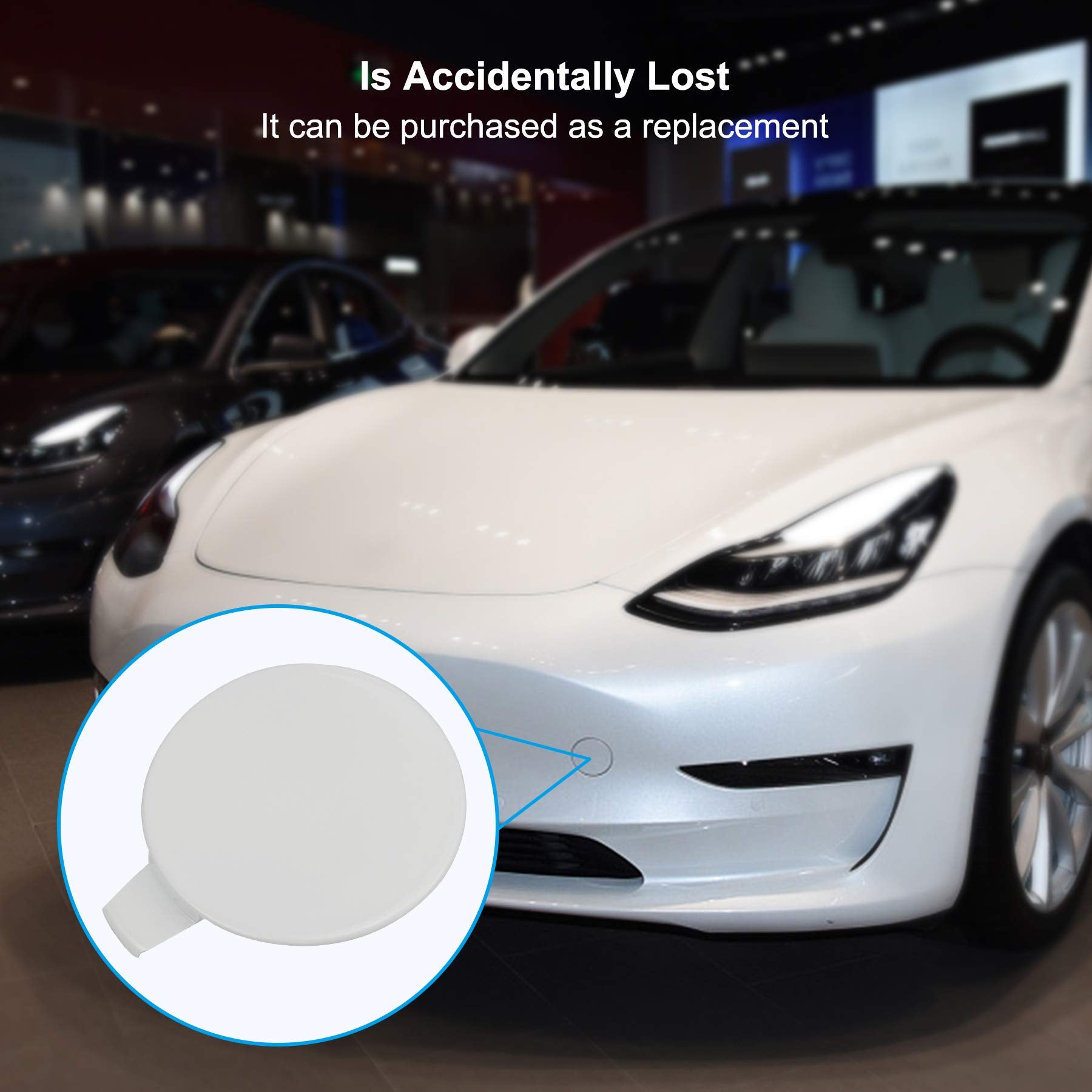 TikScience replacement tow eye cover for Model 3—easy plug-and-play install.
