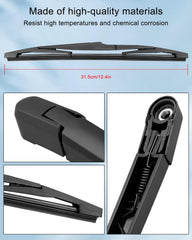 TIKSCIENCE rear wiper arm assembly close-up emphasizing vibration-dampening for quieter driving.
