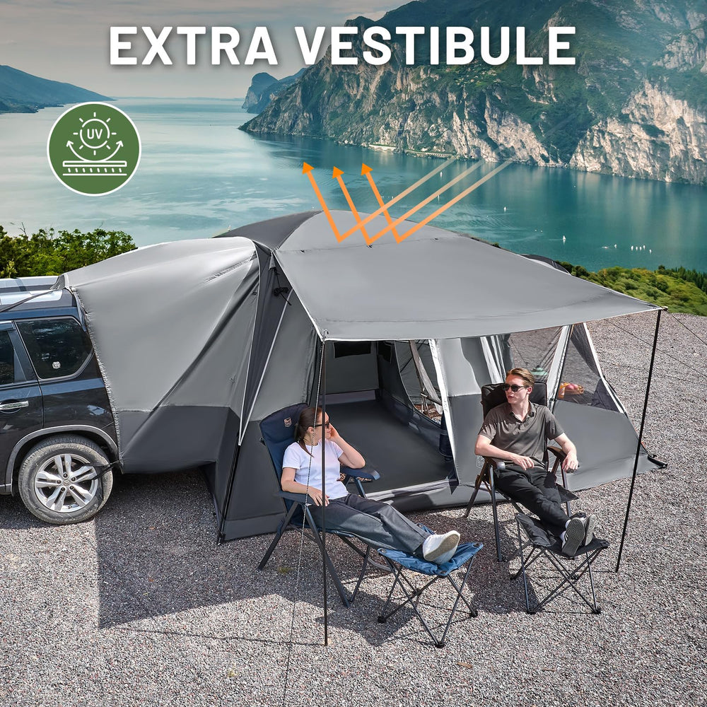 TIMBER RIDGE SUV Tent awning provides quick outdoor shade during breaks.