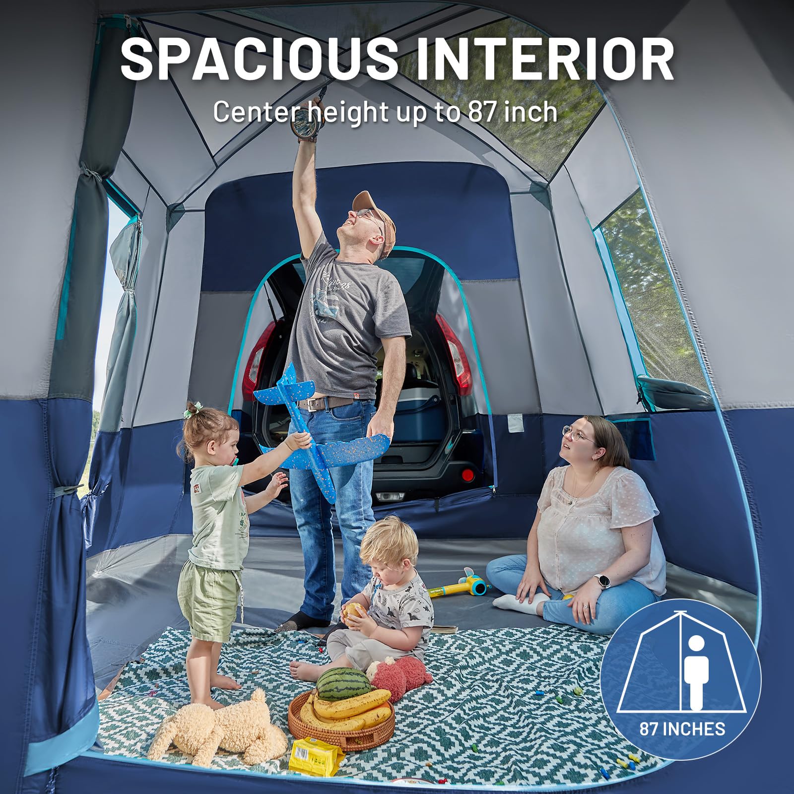 TIMBER RIDGE SUV tent double doors improve airflow and ventilation