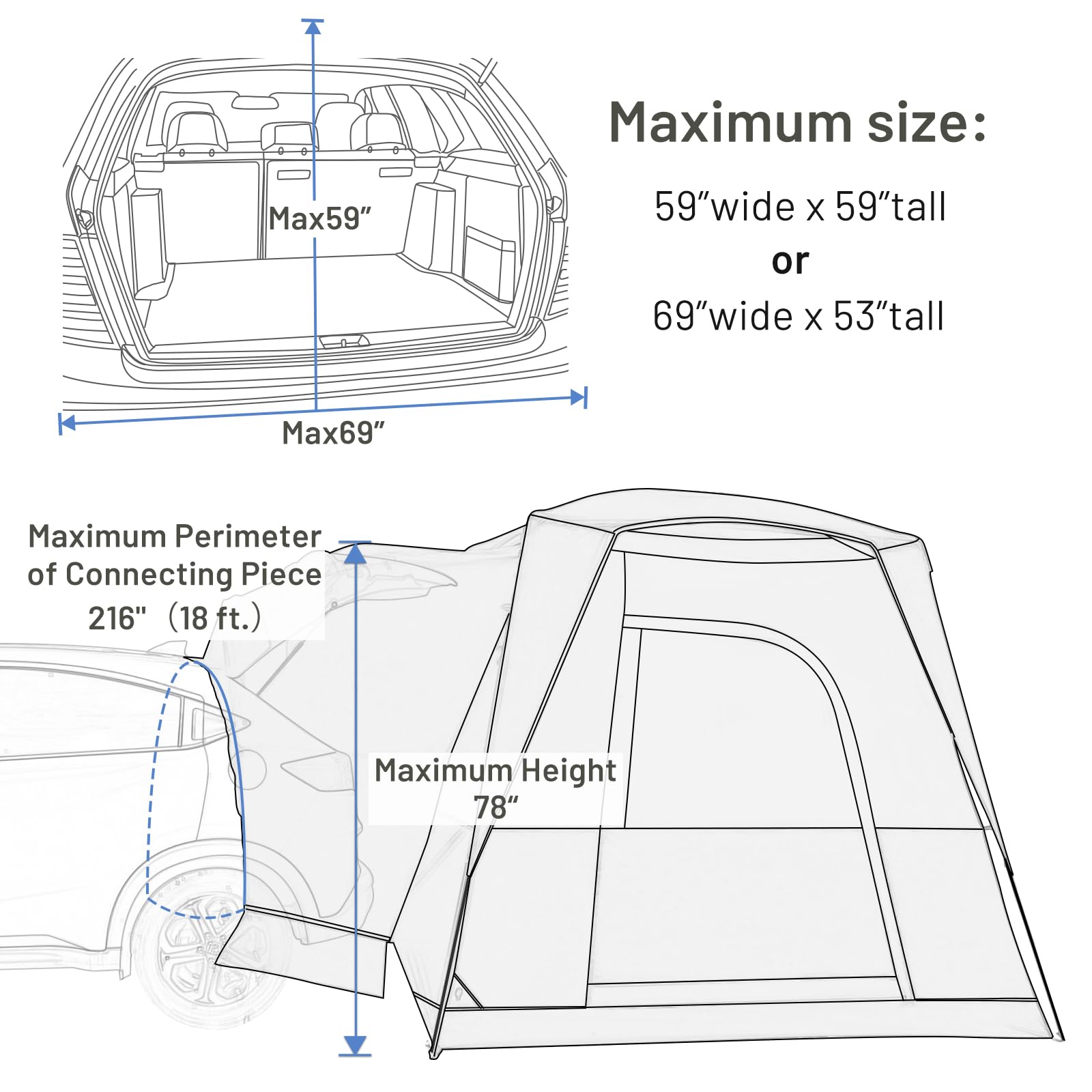 TIMBER RIDGE SUV Tent wearproof fabric supports durable outdoor use.