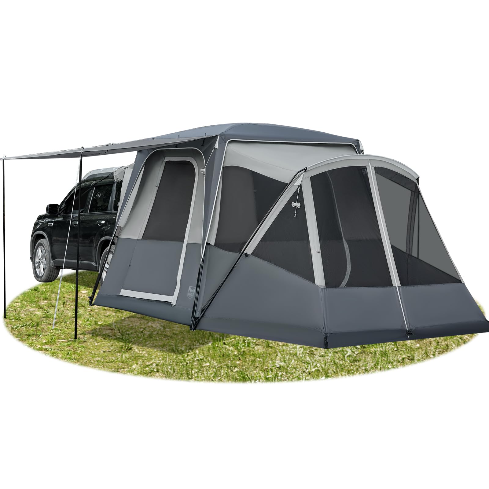 TIMBER RIDGE SUV Tent entrance shows easy vehicle access for gear and snacks.