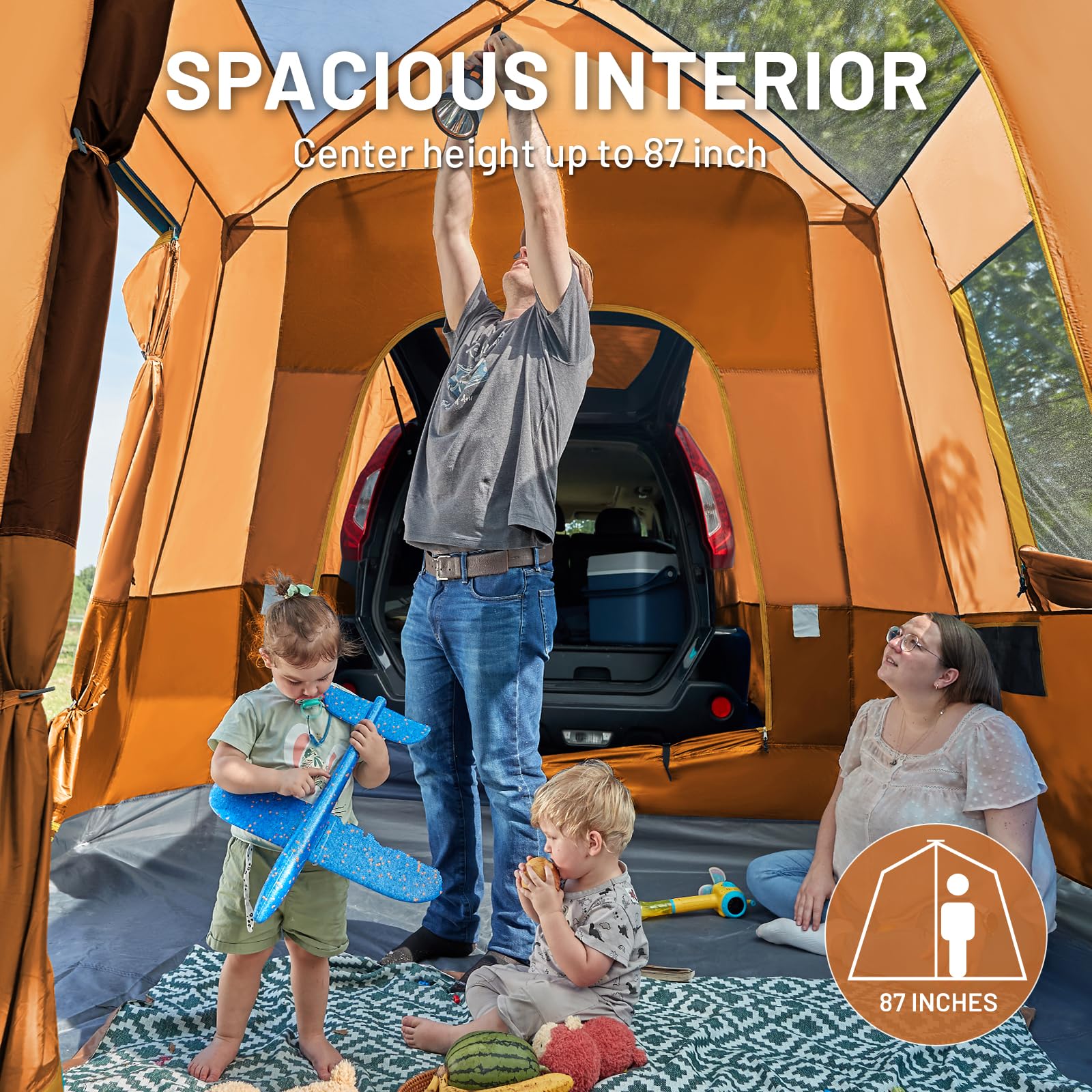 Timber Ridge SUV Tent fabric and ventilation keep comfort in variable weather.