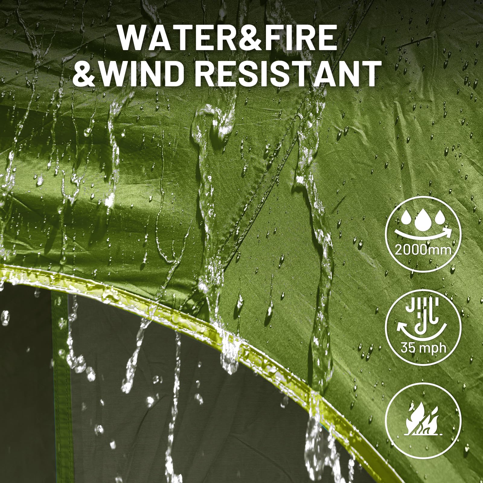 Timber Ridge SUV tent PU2000 fabric blocks rain while staying breathable.
