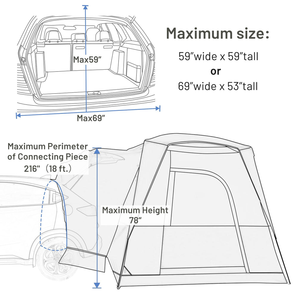 TIMBER RIDGE SUV Tent storage bags ready for packing