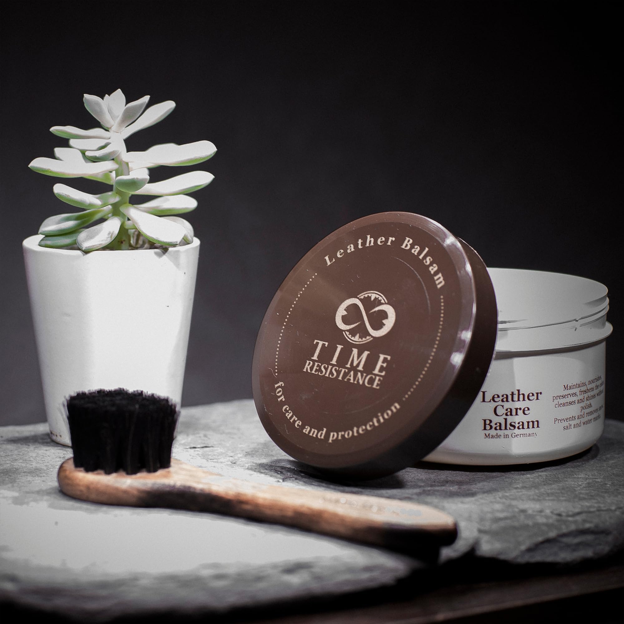 Time Resistance Leather Balsam on furniture nourishes and revives leather texture.