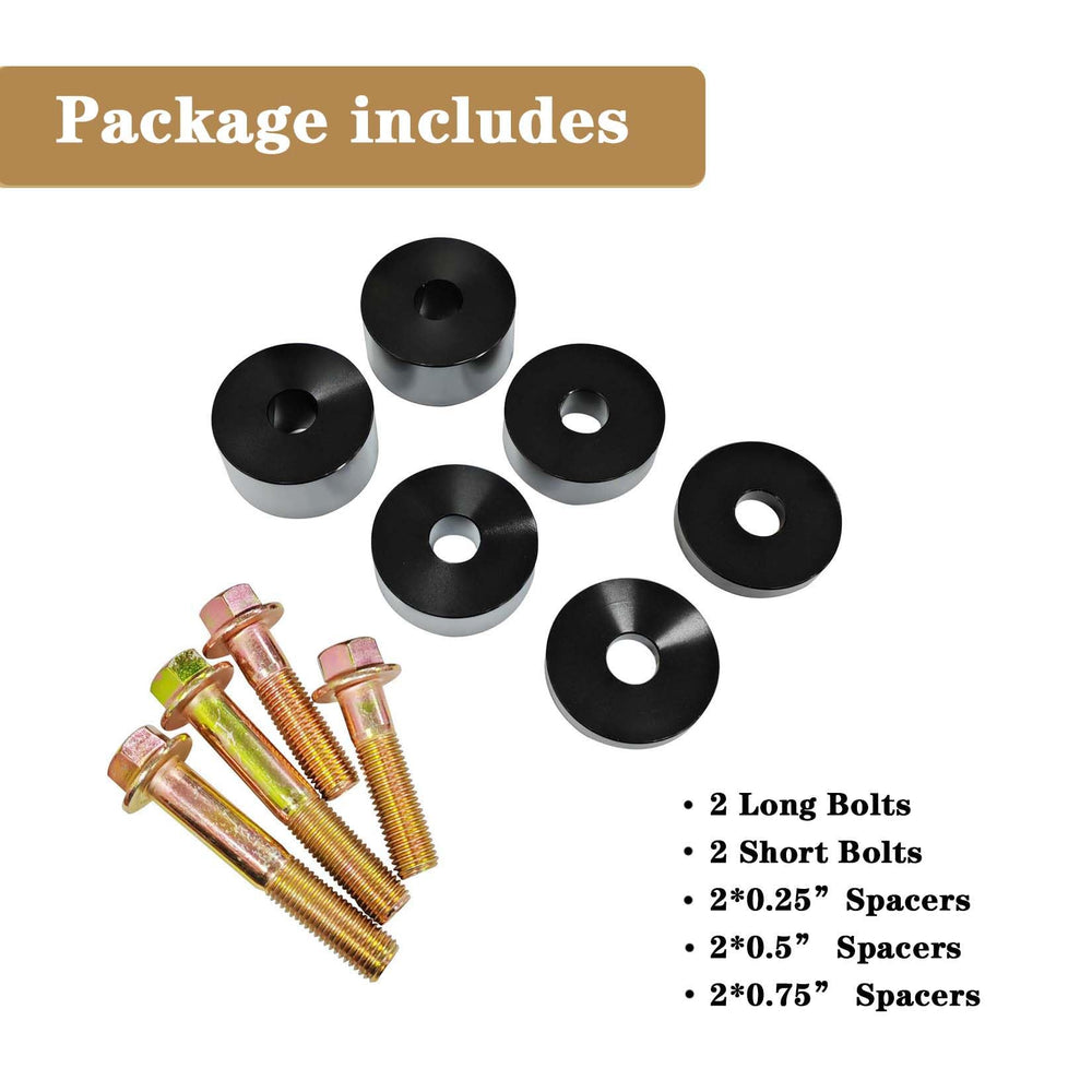 Timilge kit contents: six spacers and four bolts per seat