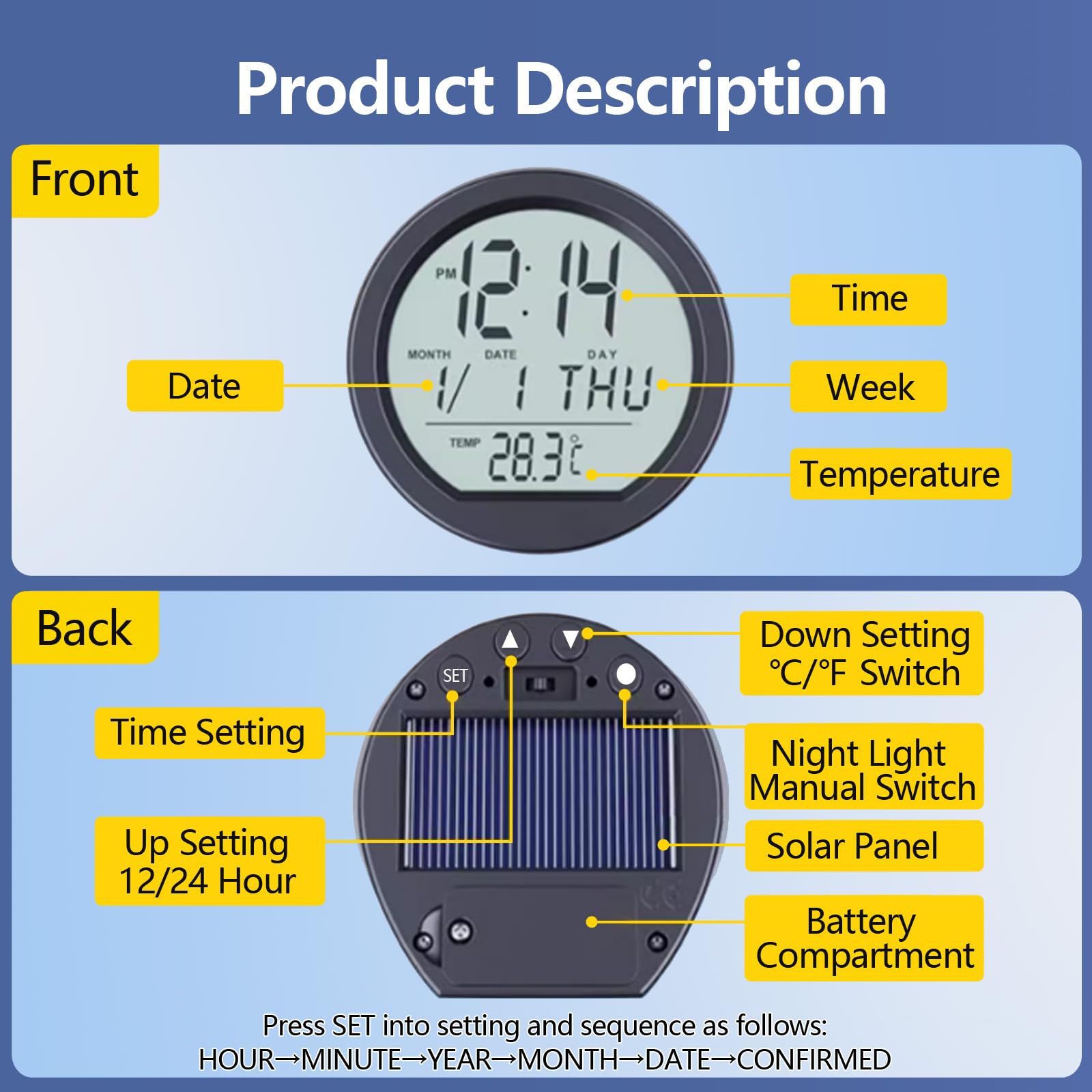 Timloon calendar and 12/24 hour format aid daily planning
