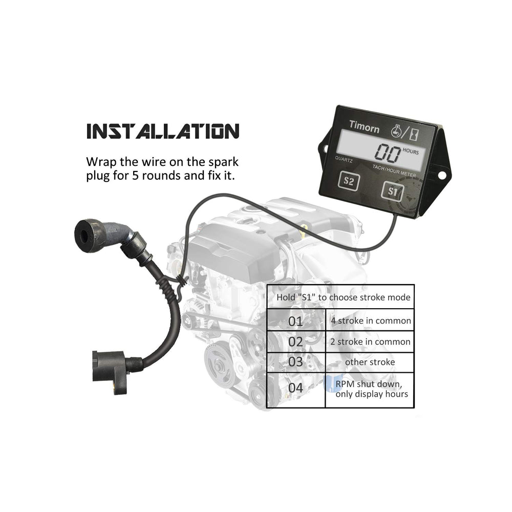 Timorn compact tachometer installation shows easy setup.