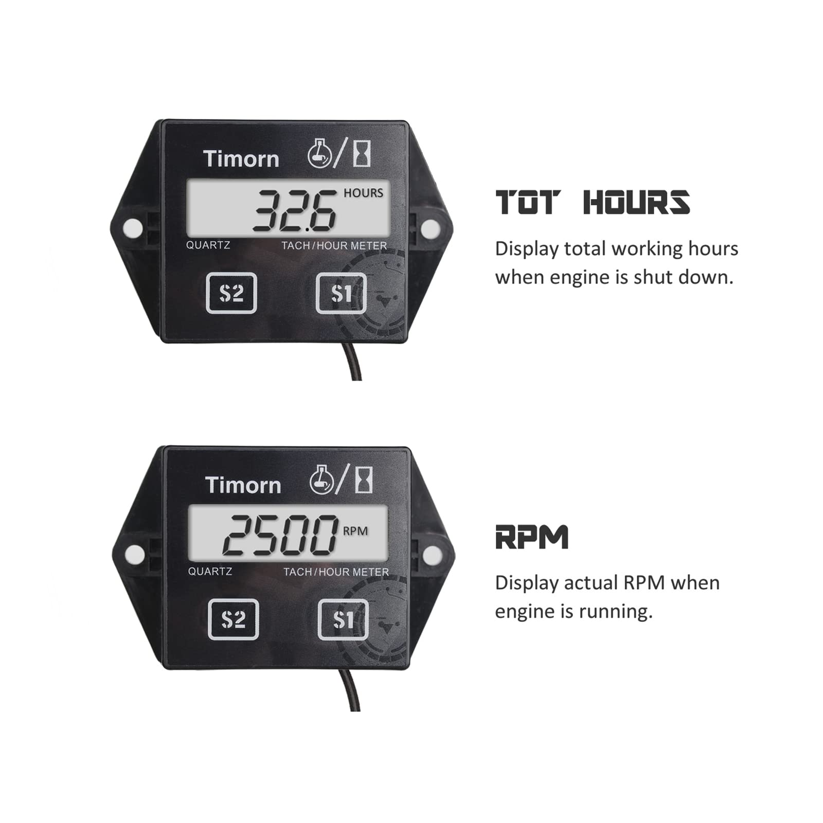 Timorn waterproof hour meter installation view for durable marine use.