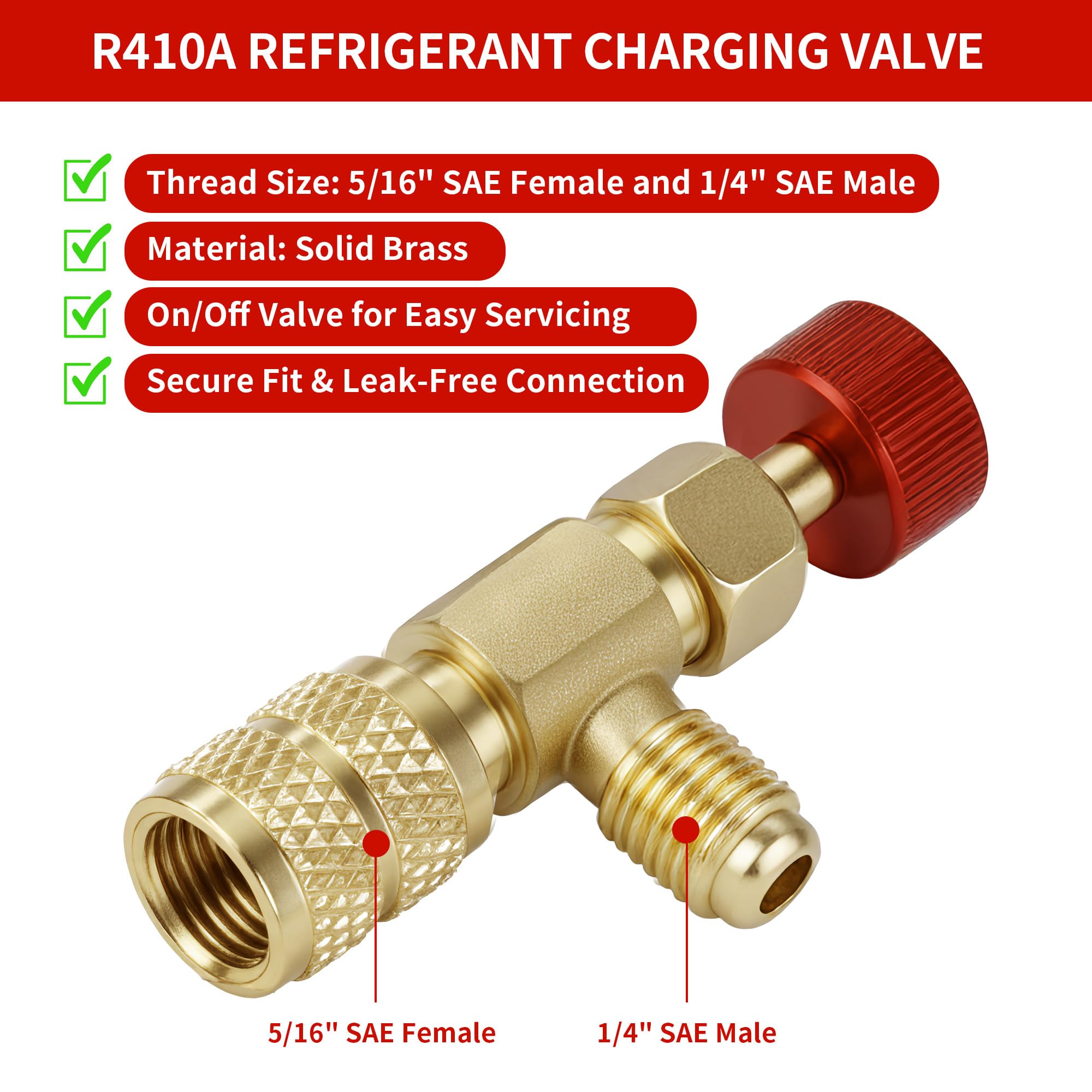 Close-up of Timsec brass refrigerant valve highlighting durable build