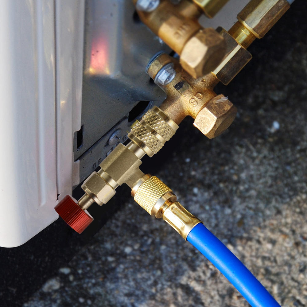 Color-coded Timsec adapters simplify selection for R12/R22 and R410 tasks