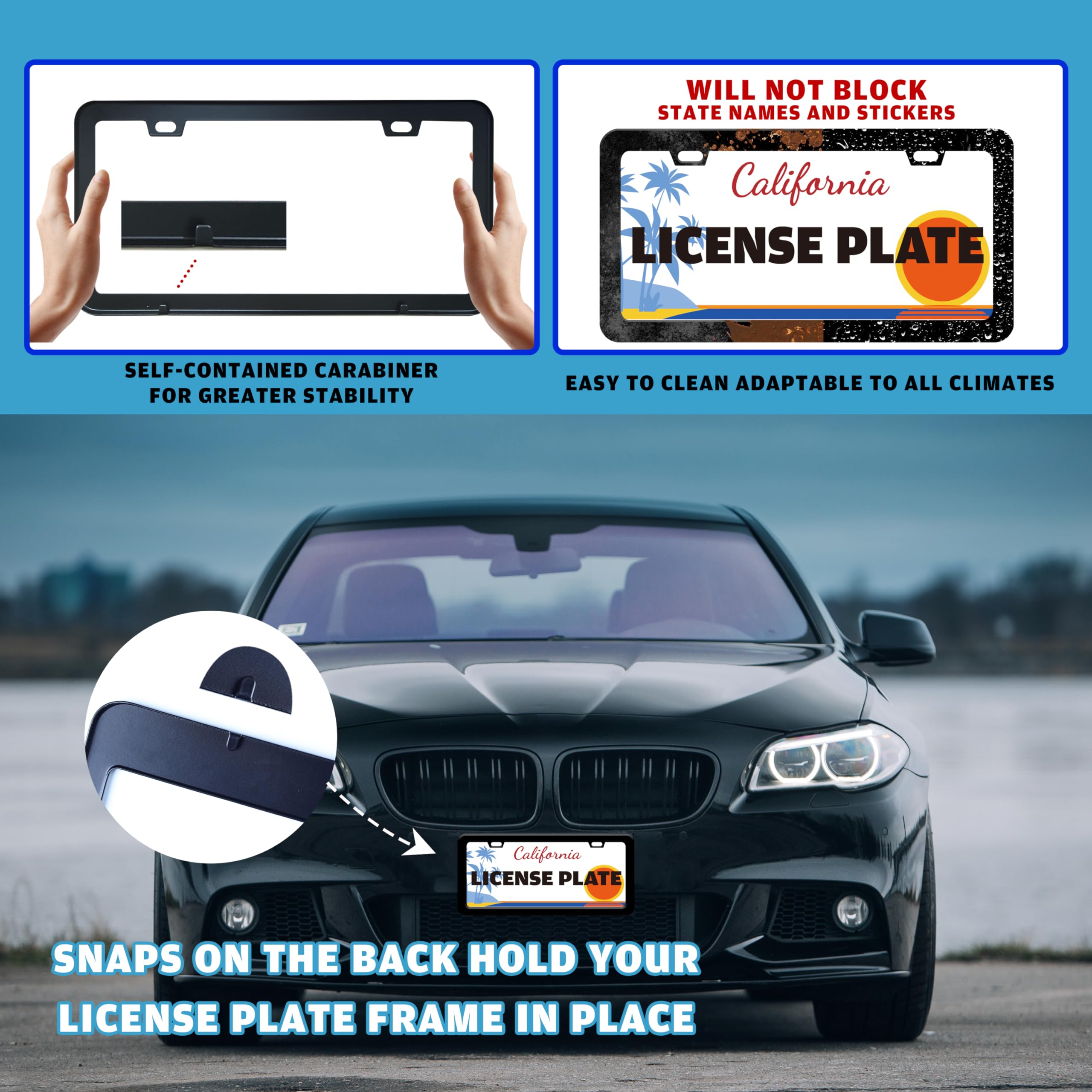 TINALUIN front and rear compatibility for US and Canadian plates