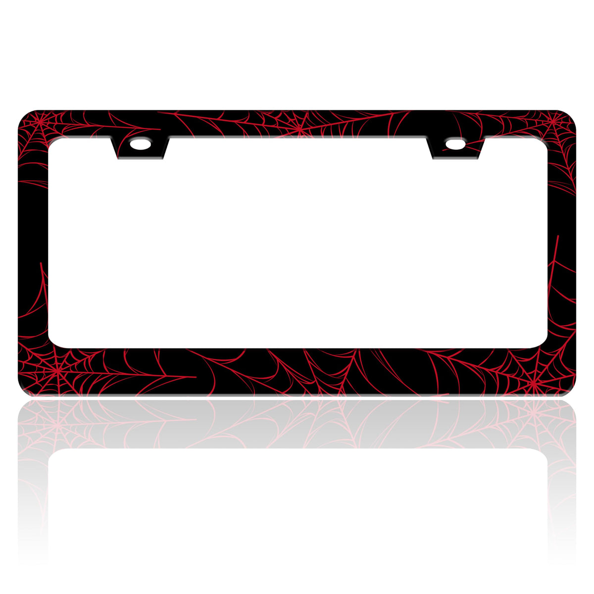 TINALUIN red spider web license plate frame front view with cobweb design enhances personalization