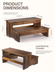 Tinamo acacia bed steps walnut finish: durable wooden stool for daily use.