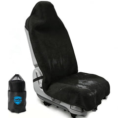 Tinecio waterproof towel seat cover on a front seat protecting against sweat and spills.