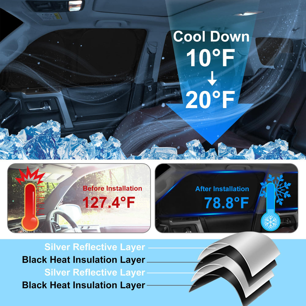 TINGLU reflective material shade minimizes interior heat and glare
