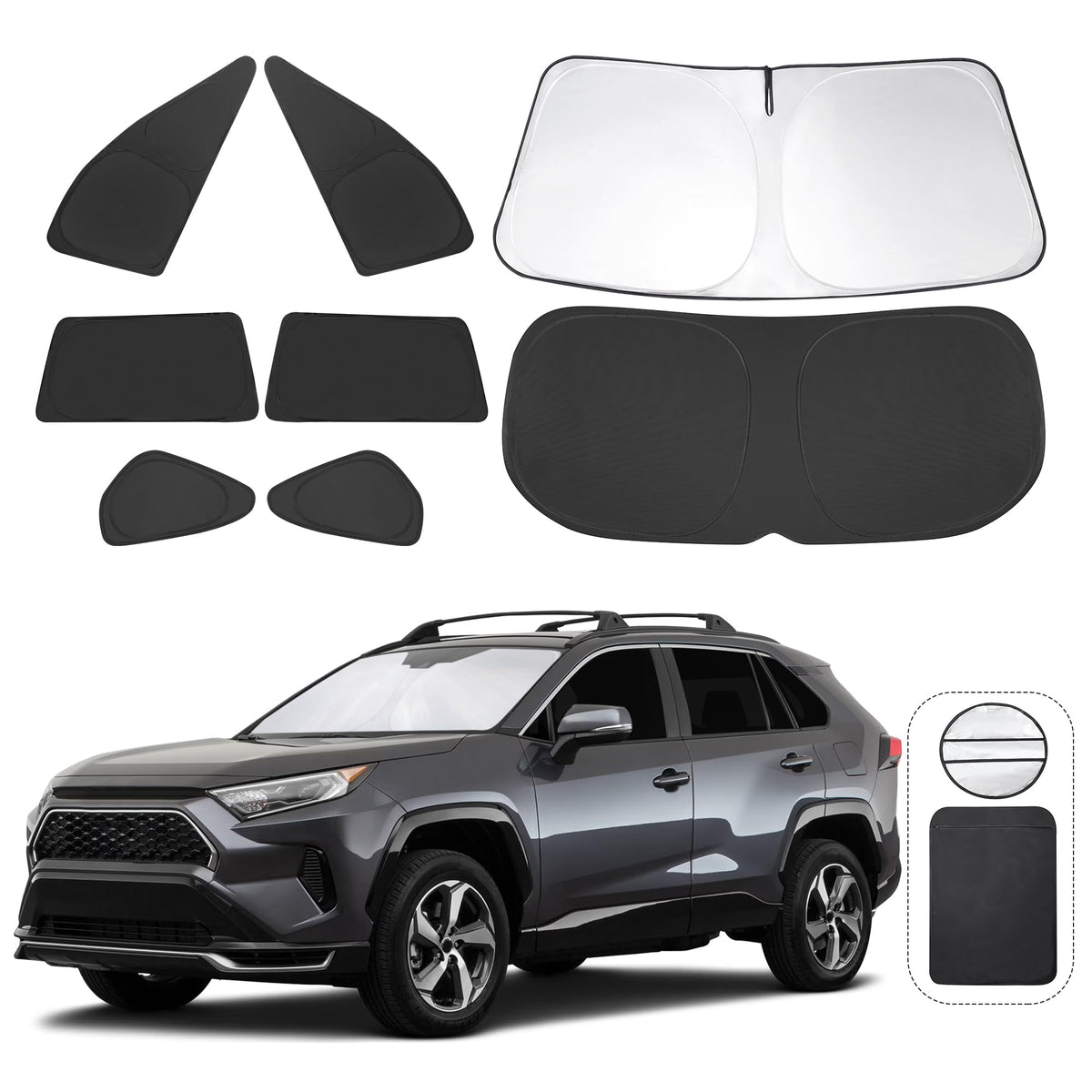 TINGLU RAV4 front windshield sun shade reduces glare and keeps cabin cooler.