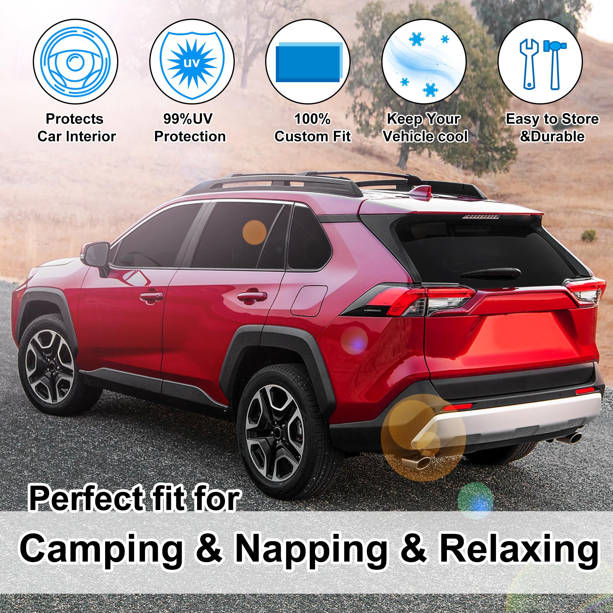 TINGLU RAV4 privacy shades ideal for camping and relaxed downtime.