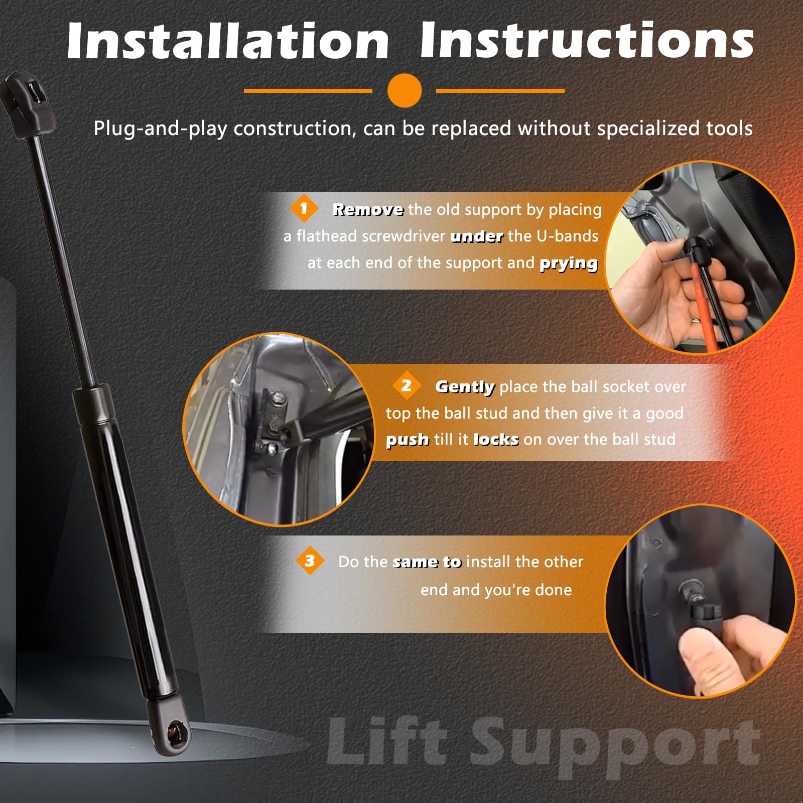 TINGYINGDA front hood lift support for Yukon XL – durable, consistent hood action.